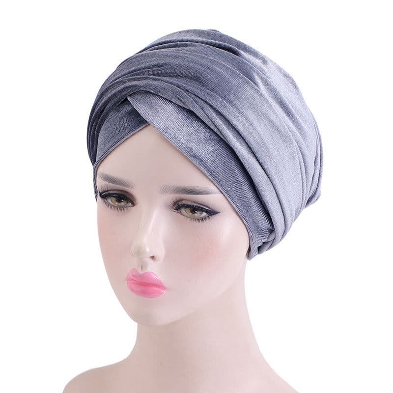 image-European and American popular velvet long-tail wrapped headscarf, multifunctional scarf hat, ladies headscarf hat TJM-38