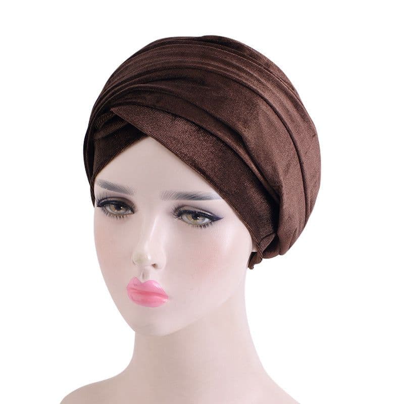 image-European and American popular velvet long-tail wrapped headscarf, multifunctional scarf hat, ladies headscarf hat TJM-38