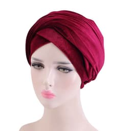 image-European and American popular velvet long-tail wrapped headscarf, multifunctional scarf hat, ladies headscarf hat TJM-38