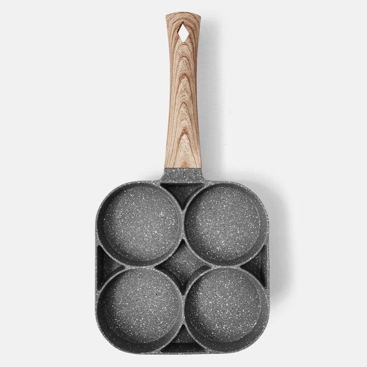 image-Maifan stone omelet pot four-hole flat-bottomed non-stick egg dumpling pot household four-grid fried egg non-stick frying pan four-eye small pot