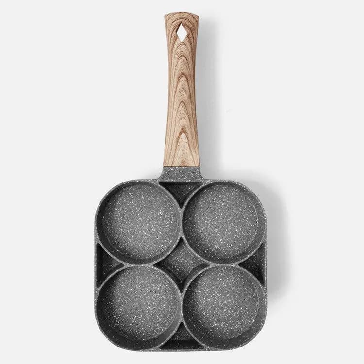 image-Maifan stone omelet pot four-hole flat-bottomed non-stick egg dumpling pot household four-grid fried egg non-stick frying pan four-eye small pot