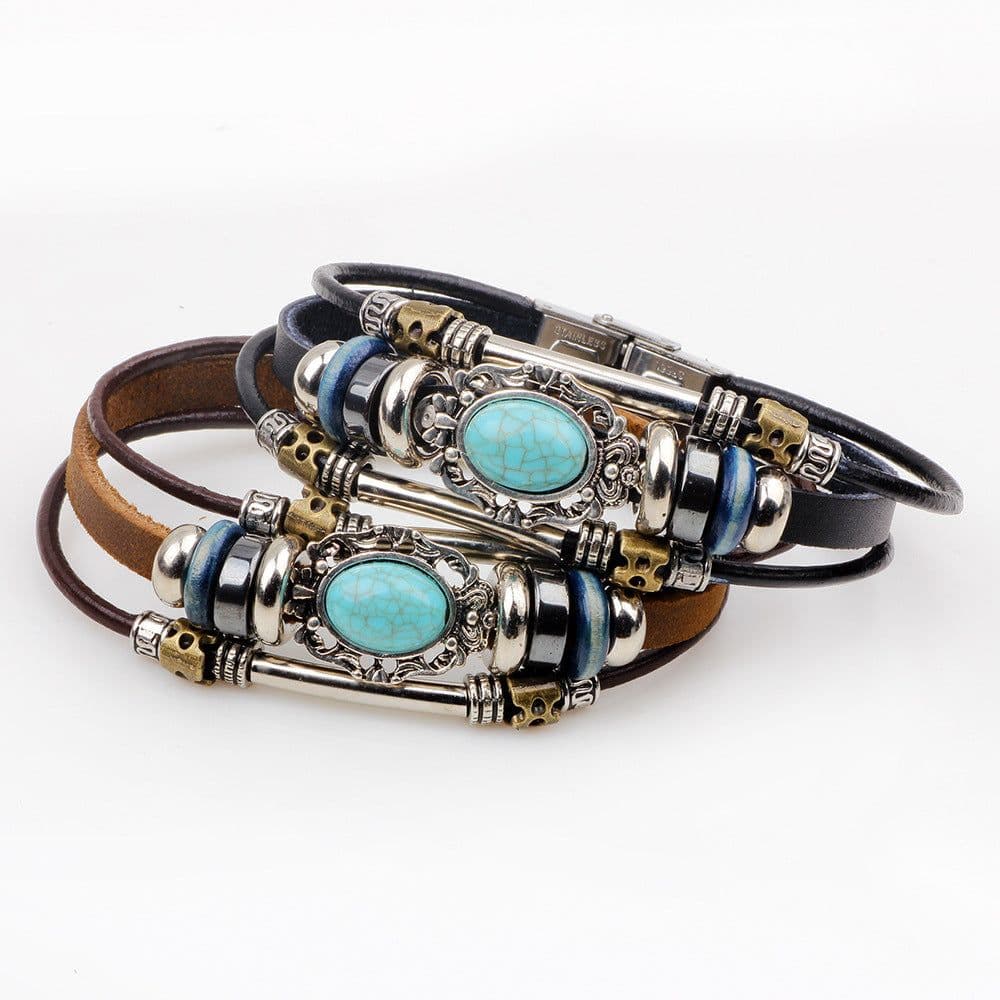image-European and American retro leather bracelet Fashion DIY all-match Palace style beaded bracelet wholesale Event gift wholesale