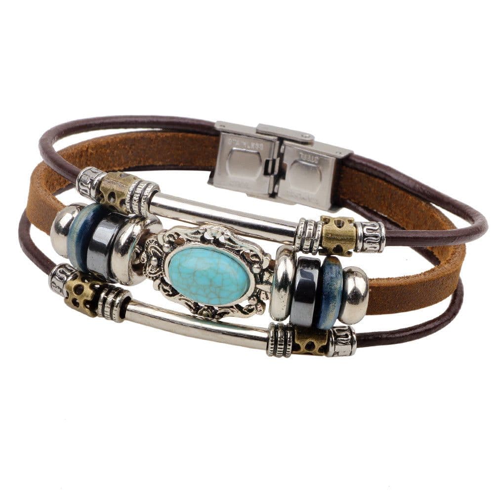 image-European and American retro leather bracelet Fashion DIY all-match Palace style beaded bracelet wholesale Event gift wholesale