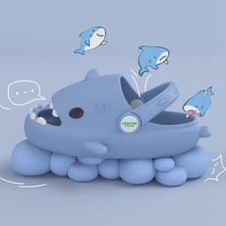 image-Shark children slippers summer boy cartoon cute non-slip boy sandals and slippers children baby baby hole shoes female