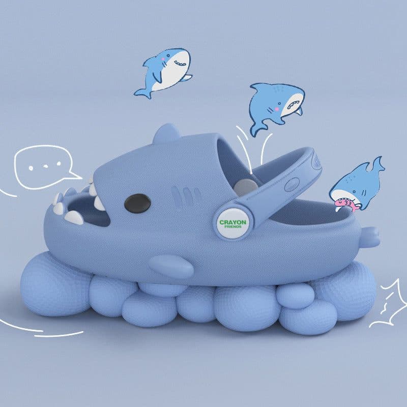 image-Shark children slippers summer boy cartoon cute non-slip boy sandals and slippers children baby baby hole shoes female