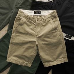 image-Summer texture washed men's casual shorts trendy men's cotton solid color all-match self-cultivation workwear five-point pants