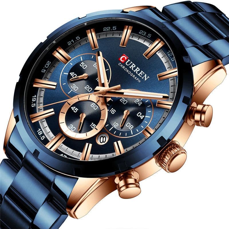 image-Curren / Karien new 8355 men's watch waterproof quartz six-pin calendar steel belt business men's watch