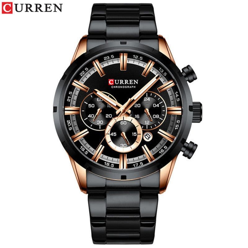 image-Curren / Karien new 8355 men's watch waterproof quartz six-pin calendar steel belt business men's watch