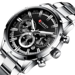 image-Curren / Karien new 8355 men's watch waterproof quartz six-pin calendar steel belt business men's watch