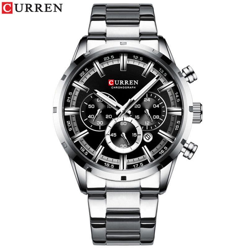 image-Curren / Karien new 8355 men's watch waterproof quartz six-pin calendar steel belt business men's watch