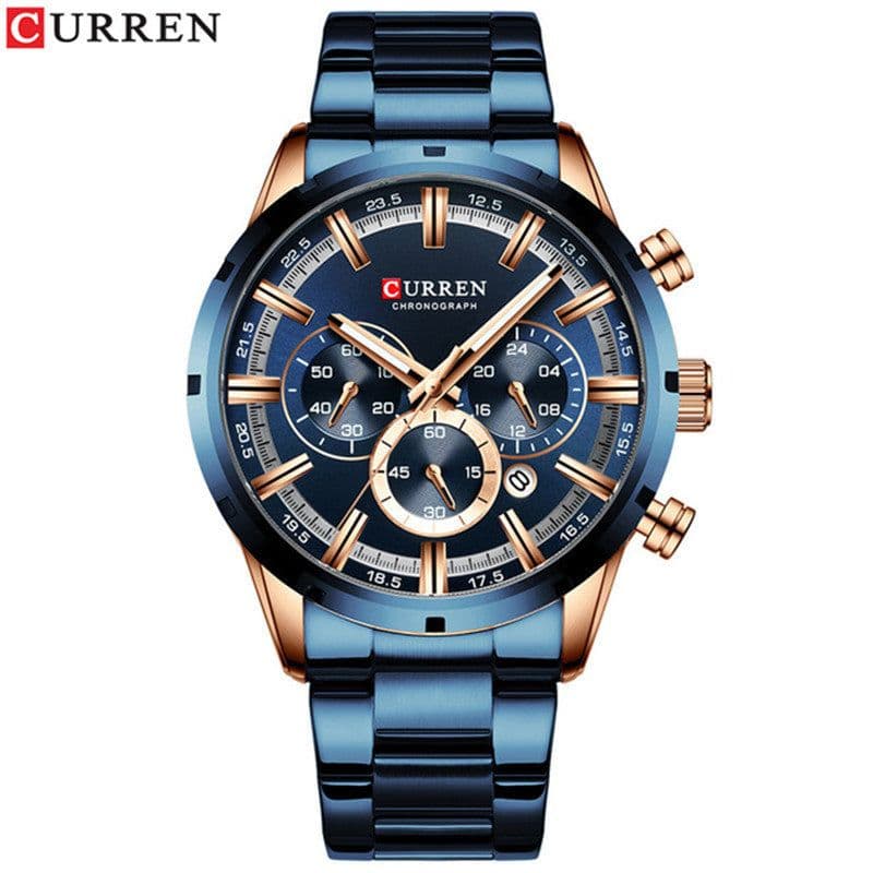 image-Curren / Karien new 8355 men's watch waterproof quartz six-pin calendar steel belt business men's watch