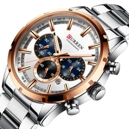 image-Curren / Karien new 8355 men's watch waterproof quartz six-pin calendar steel belt business men's watch