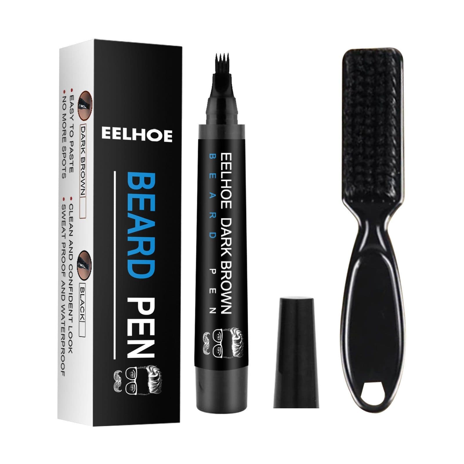 image-EELHOE Foreign Trade Cross-Border Beard Filling Pen Kit Waterproof, Sweat-proof, No Makeup Beard Pen