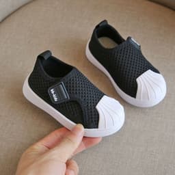 image-Spring and autumn children's shoes non-slip soft bottom children's sports shoes men and women small and medium children breathable flying woven board shoes shell head baby