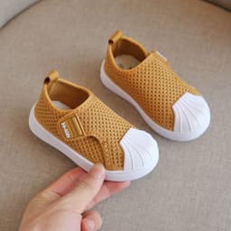 image-Spring and autumn children's shoes non-slip soft bottom children's sports shoes men and women small and medium children breathable flying woven board shoes shell head baby