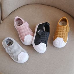 image-Spring and autumn children's shoes non-slip soft bottom children's sports shoes men and women small and medium children breathable flying woven board shoes shell head baby