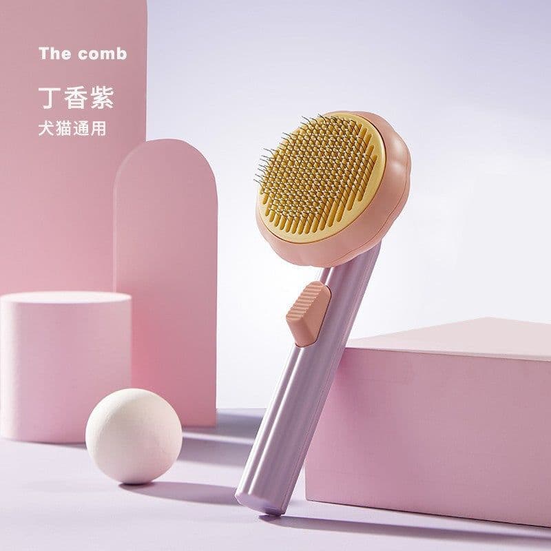 image-Cross-border vibrato new product pet cleaning supplies one-click leg hair FUO flying saucer dog comb pet stainless steel needle comb