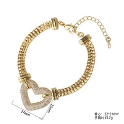 image-Korean ins style cold European and American fashion personality stacked thick chain suit hip-hop temperament golden heart-shaped necklace