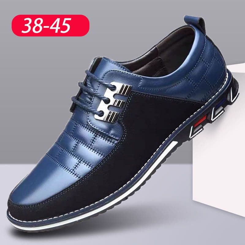 image-Cross-border 51.52.53 large size checkered embroidery business casual men's shoes manufacturers trend new style slip-on shoes