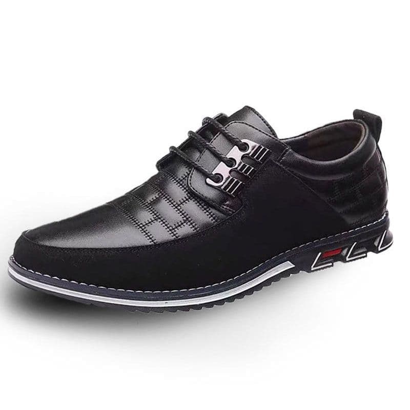 image-Cross-border 51.52.53 large size checkered embroidery business casual men's shoes manufacturers trend new style slip-on shoes