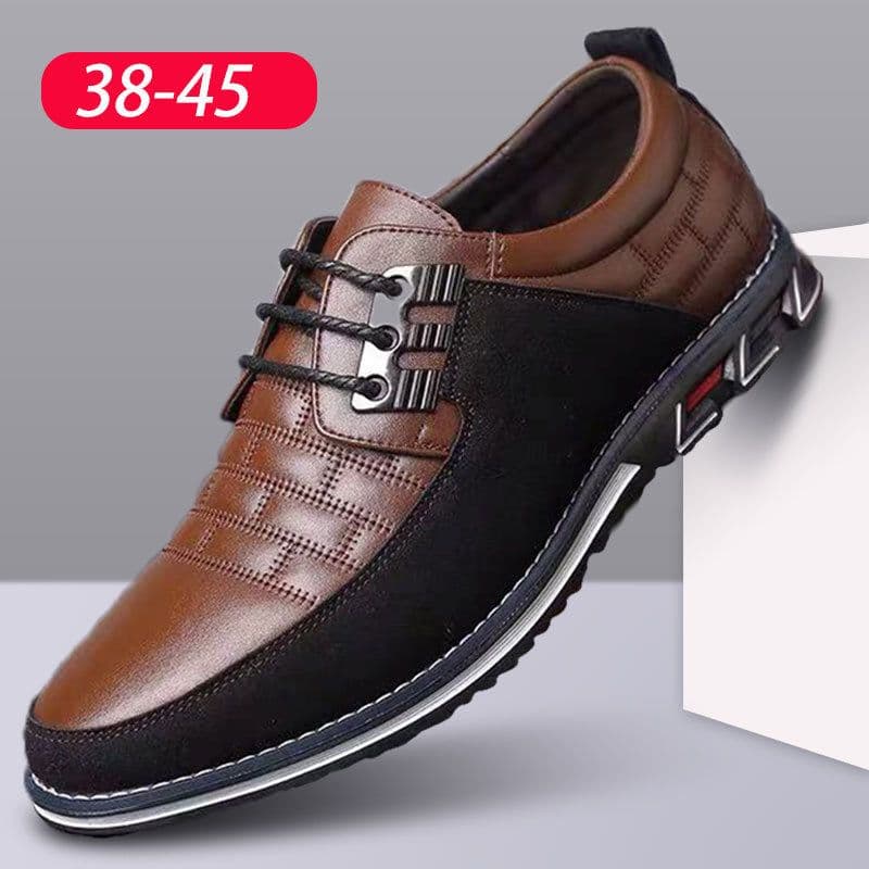 image-Cross-border 51.52.53 large size checkered embroidery business casual men's shoes manufacturers trend new style slip-on shoes