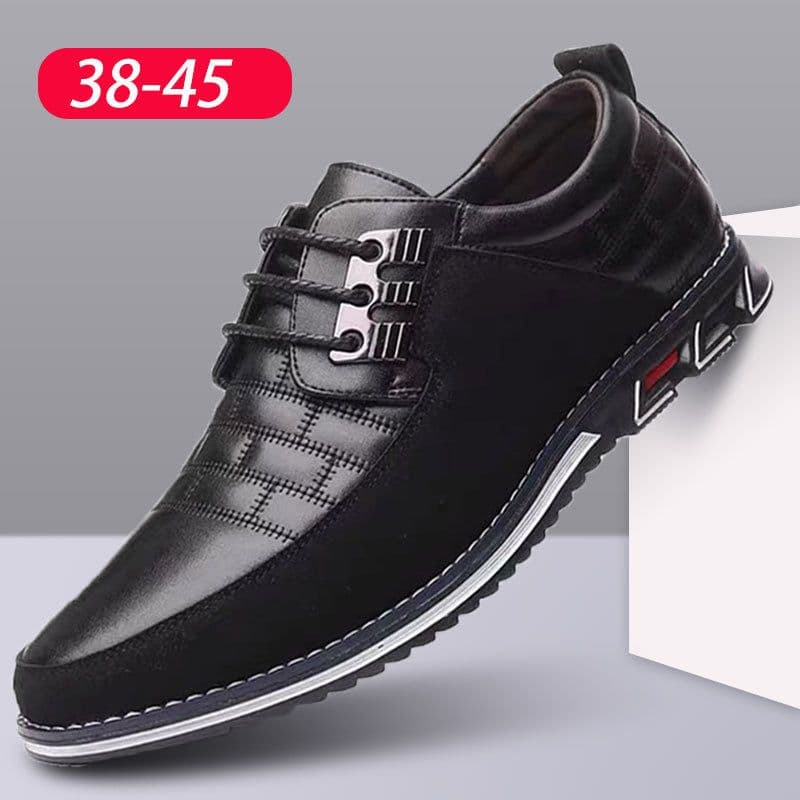 image-Cross-border 51.52.53 large size checkered embroidery business casual men's shoes manufacturers trend new style slip-on shoes
