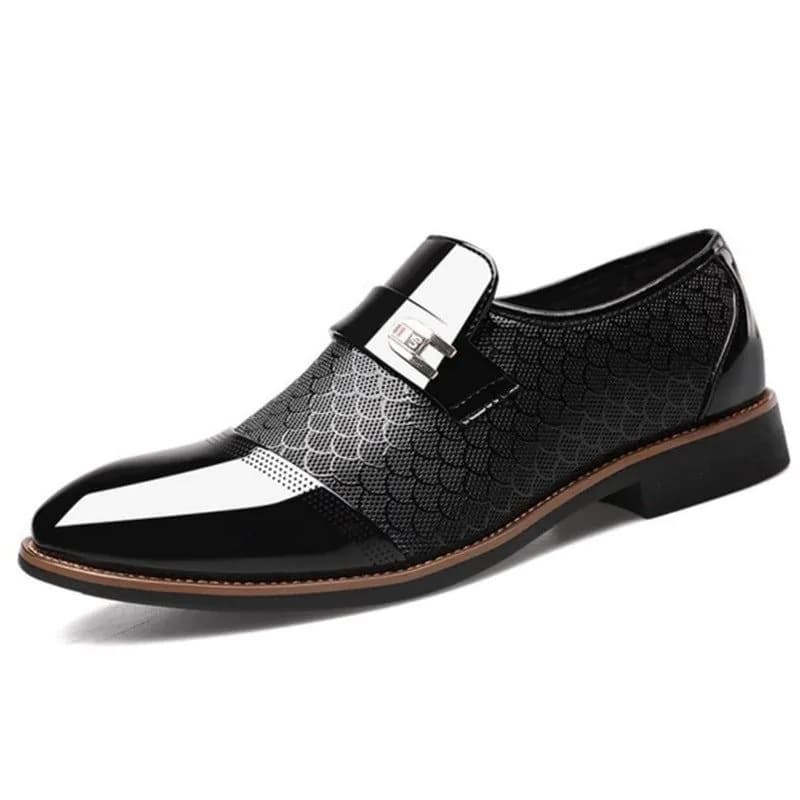 image-Orfu Footwear 3393 Men's Embossed Leather Shoes Overfoot Men's Casual Leather Shoes Men