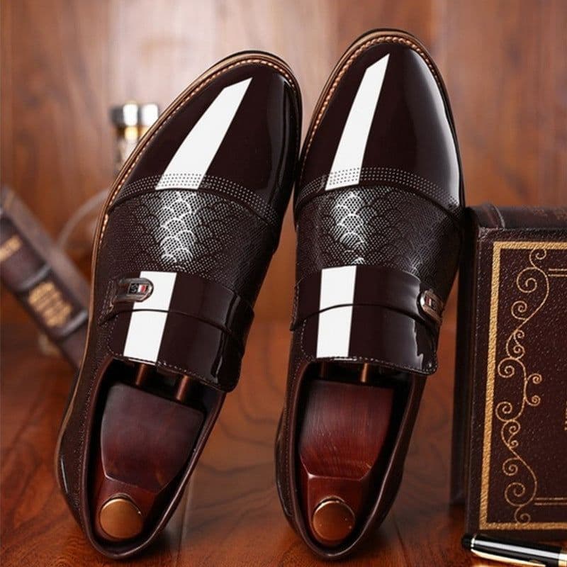 image-Orfu Footwear 3393 Men's Embossed Leather Shoes Overfoot Men's Casual Leather Shoes Men