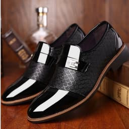 image-Orfu Footwear 3393 Men's Embossed Leather Shoes Overfoot Men's Casual Leather Shoes Men