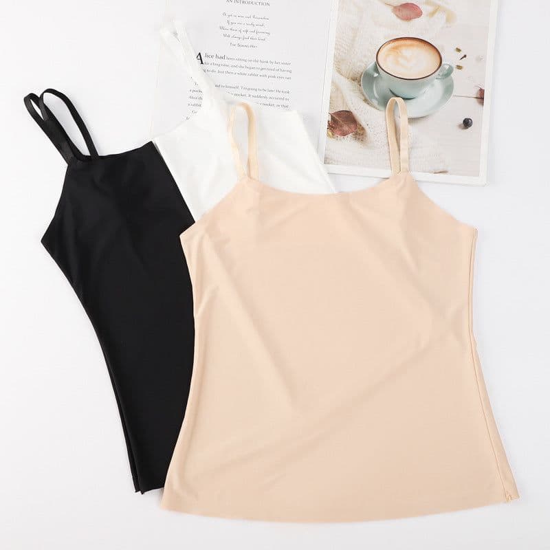 image-Summer thin shoulder strap ice silk vest female with anti-glare bottoming sling underwear wearing sexy sling