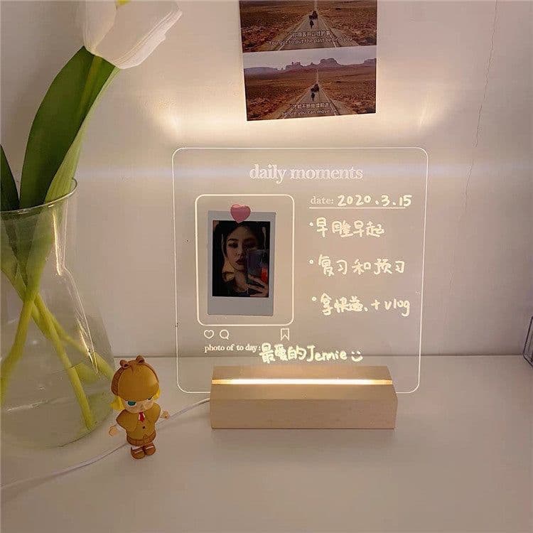 image-Korean ins transparent acrylic will glow message board note board daily moment memo night light