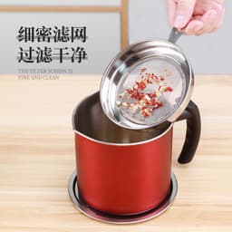 image-304 stainless oil filter pot food-grade oil pouring bottle Japanese-style with cover filter leak-proof oil tank filter oil pot oil storage tank
