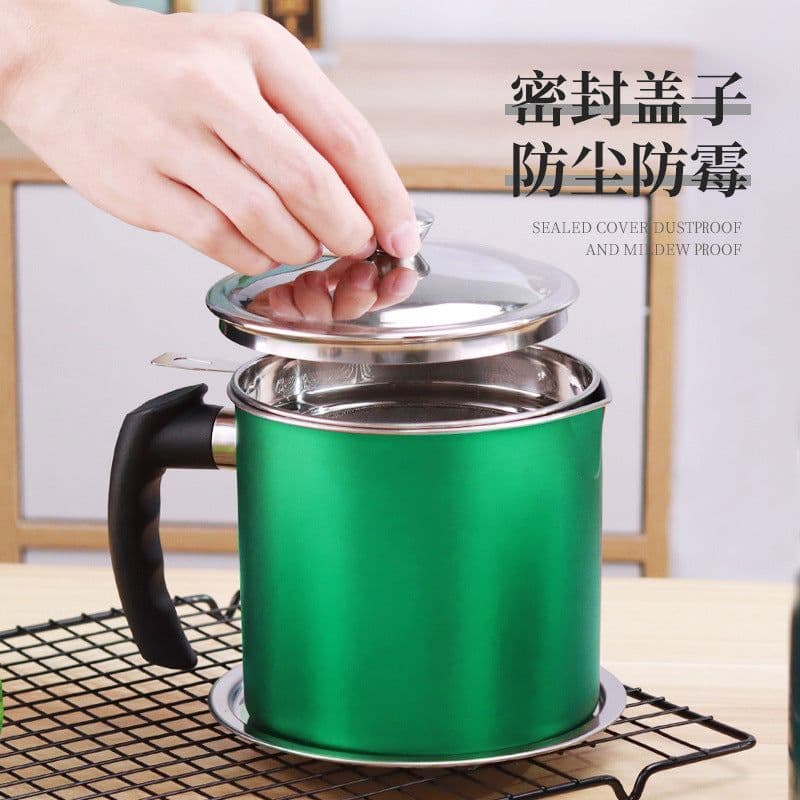 image-304 stainless oil filter pot food-grade oil pouring bottle Japanese-style with cover filter leak-proof oil tank filter oil pot oil storage tank