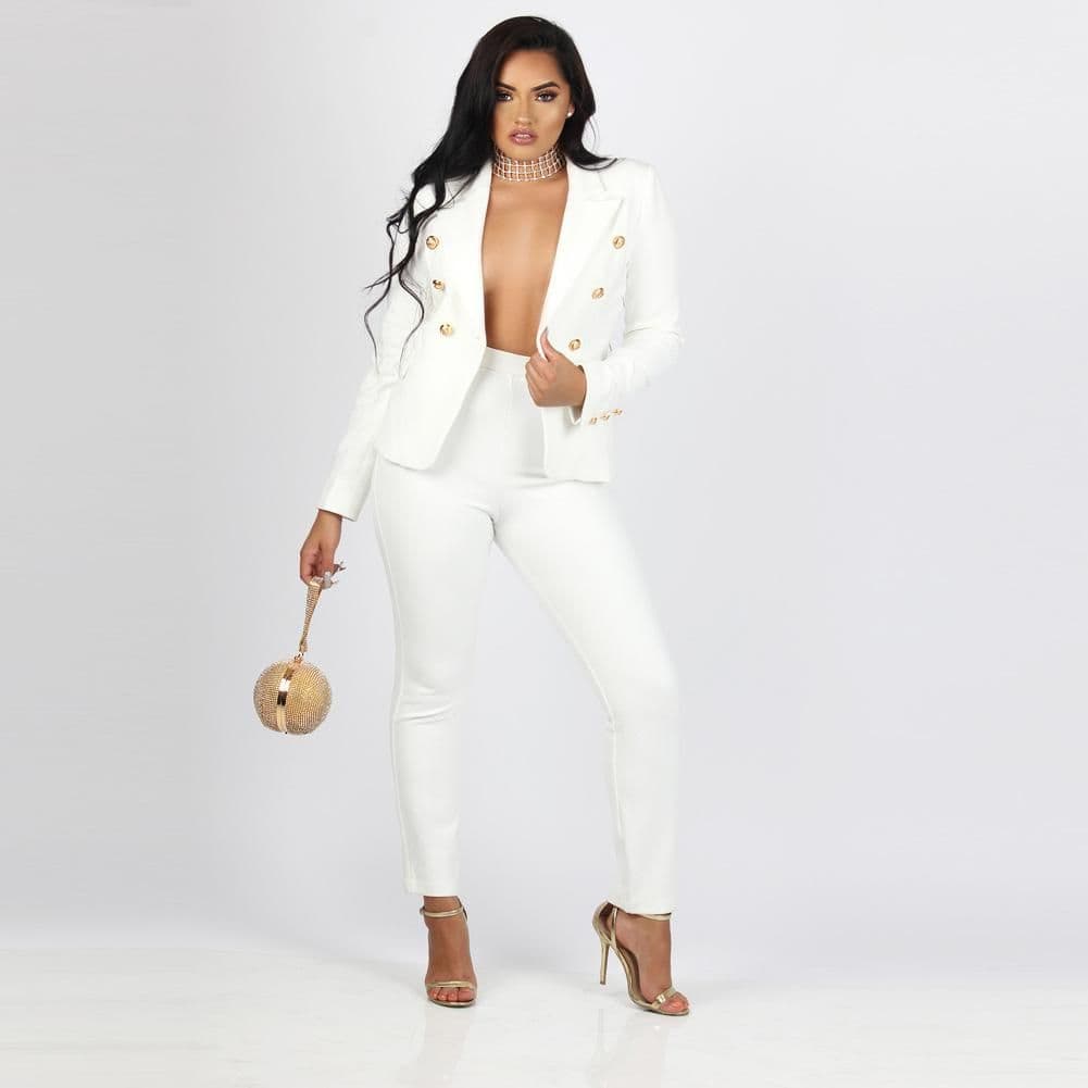 image-Women's Suits & Blazers Single Breasted Elegant Autumn Spring Solid