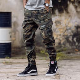 image-E-BAIHUI Fashion Mens Camouflage Jogging Pants Zipper Overalls Beam