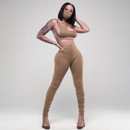 image-Sexy Two Piece Outfits for Women Solid Ribbed Knitted Sports Bra and