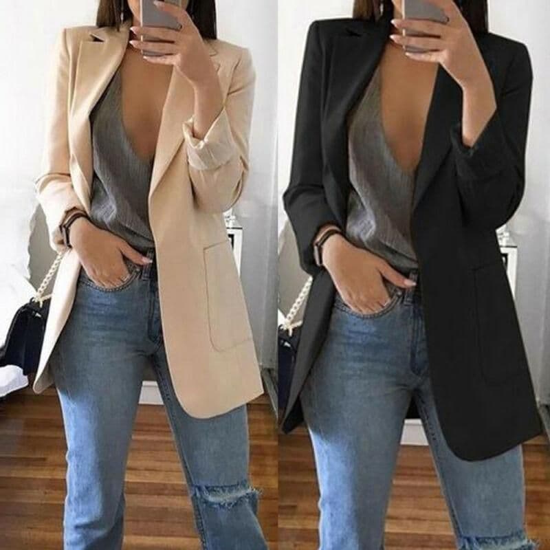 image-2020 New Arrival Women Ladies Long Sleeve Cardigan Slim Jackets Suit