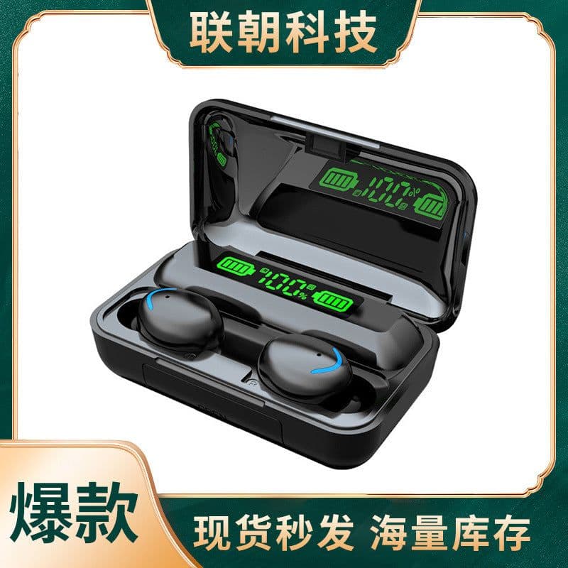 image-Cross-border new private model f9-5c bluetooth headset with digital display sports touch wireless TWS binaural F9 bluetooth headset