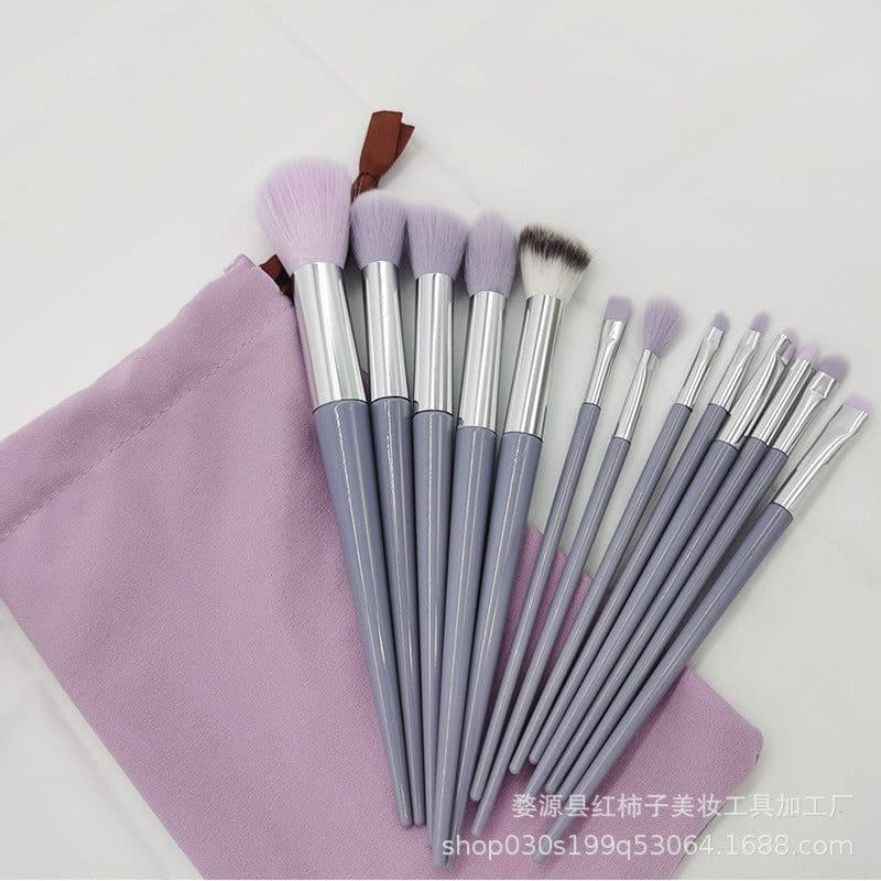 image-Beauty four seasons green makeup brush set bristles soft 13 blush eye shadow concealer foundation loose powder highlight brush