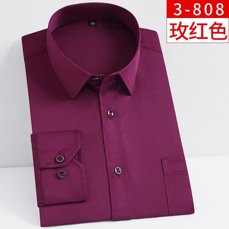 image-Workwear mercerized elastic shirt men's long-sleeved professional wear tooling shirt anti-Zou spandex solid color shirt logo