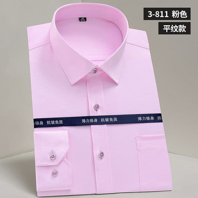 image-Workwear mercerized elastic shirt men's long-sleeved professional wear tooling shirt anti-Zou spandex solid color shirt logo