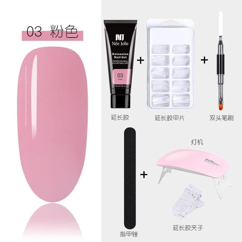 image-15ml Nail Extension Glue Set Nail Mold Double-ended Brush Nail Crystal Extension Glue Set Nail Polish Glue Set
