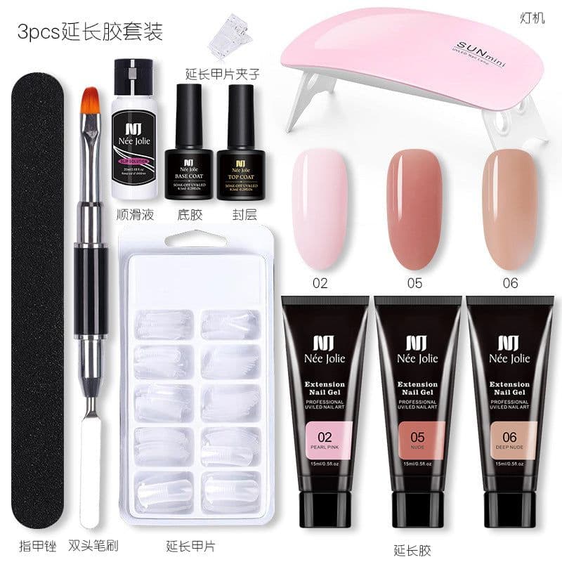image-15ml Nail Extension Glue Set Nail Mold Double-ended Brush Nail Crystal Extension Glue Set Nail Polish Glue Set