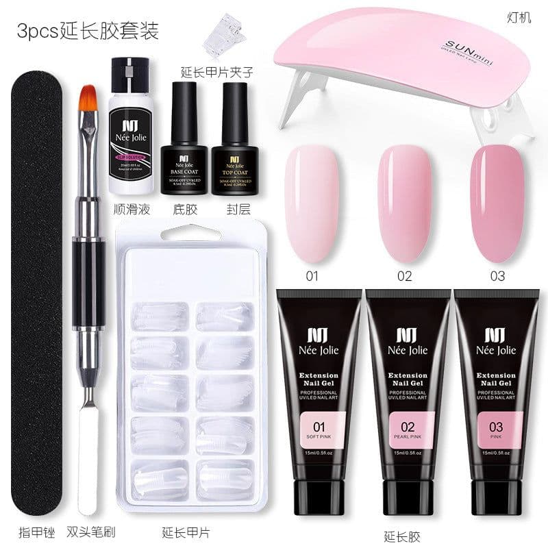 image-15ml Nail Extension Glue Set Nail Mold Double-ended Brush Nail Crystal Extension Glue Set Nail Polish Glue Set