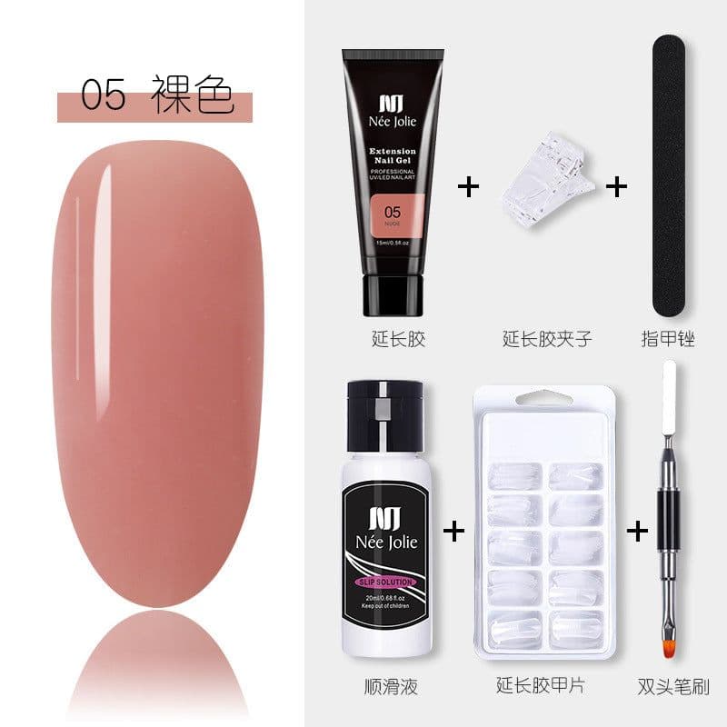 image-15ml Nail Extension Glue Set Nail Mold Double-ended Brush Nail Crystal Extension Glue Set Nail Polish Glue Set
