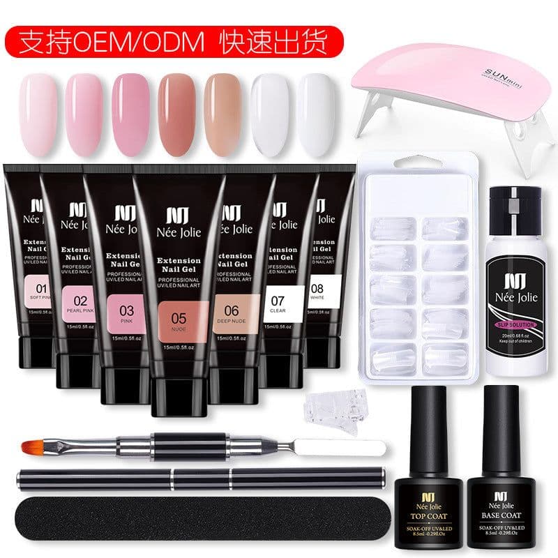 image-15ml Nail Extension Glue Set Nail Mold Double-ended Brush Nail Crystal Extension Glue Set Nail Polish Glue Set