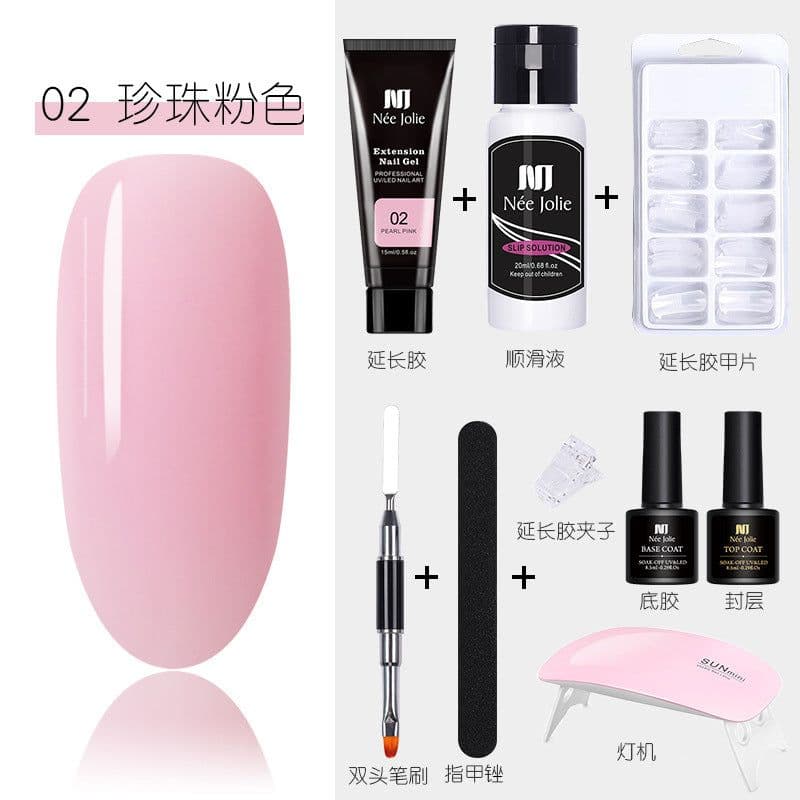 image-15ml Nail Extension Glue Set Nail Mold Double-ended Brush Nail Crystal Extension Glue Set Nail Polish Glue Set