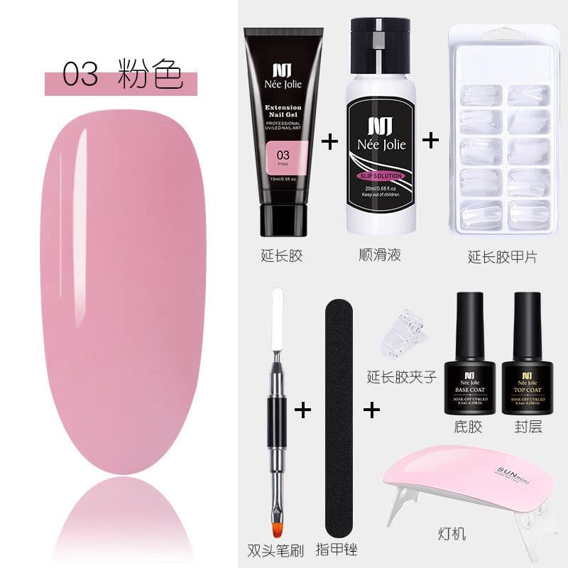 image-15ml Nail Extension Glue Set Nail Mold Double-ended Brush Nail Crystal Extension Glue Set Nail Polish Glue Set