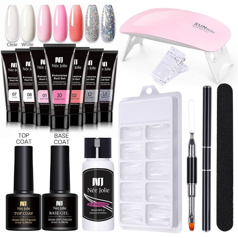 image-15ml Nail Extension Glue Set Nail Mold Double-ended Brush Nail Crystal Extension Glue Set Nail Polish Glue Set