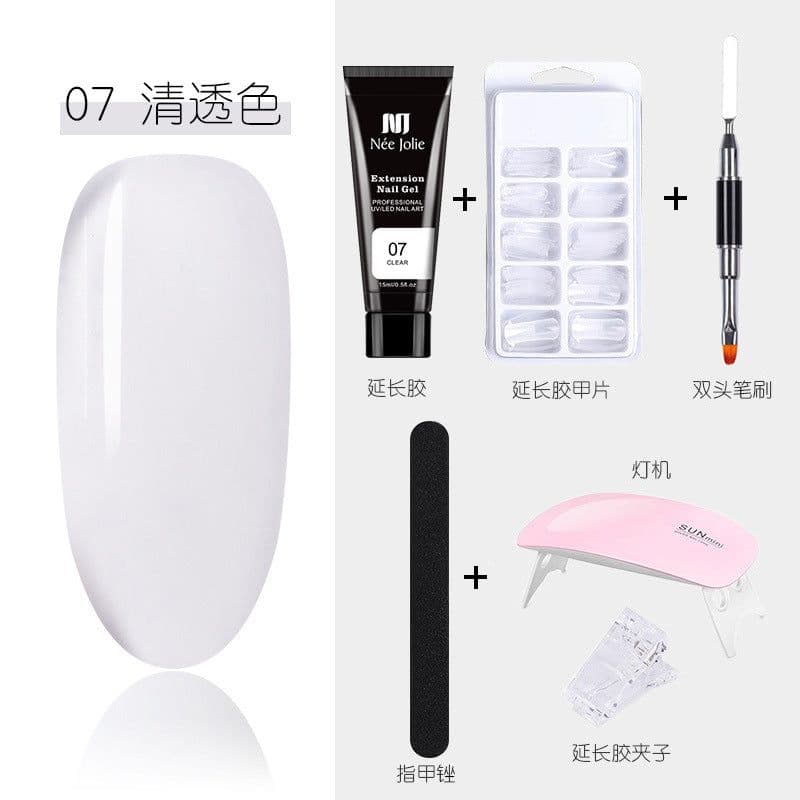 image-15ml Nail Extension Glue Set Nail Mold Double-ended Brush Nail Crystal Extension Glue Set Nail Polish Glue Set